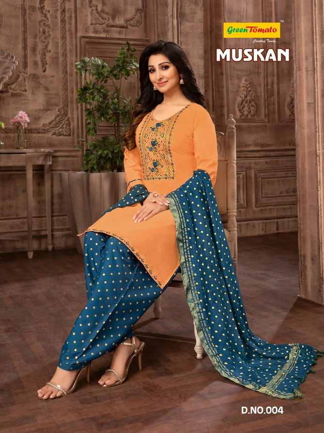 Green Tomato Muskan Patiyala Regular Wear Cotton Printed  Ready Made Collection